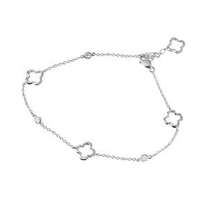 Sterling Silver .925 Open Clover Ankle Bracelet